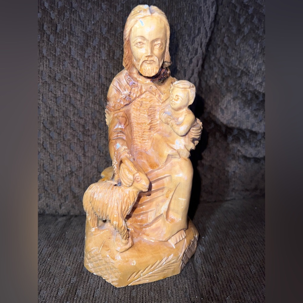 Wood carved Jesus/ Shepard